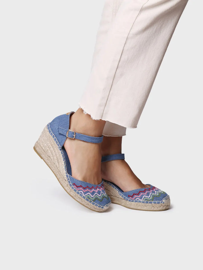 Toni Pons JESSIE - Alpargata Vegana De Cuña Con Bordado En Punto De Cruz | JESSIE