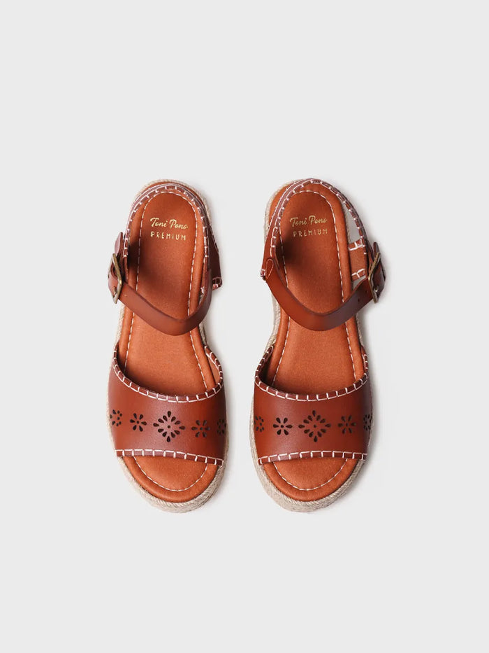 Toni Pons JOANA - Alpargata De Mujer En Piel Con Plataforma De Yute Y Hebilla | JOANA