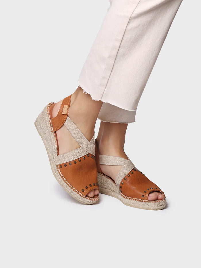 Toni Pons MADRID - Alpargata De Mujer En Piel Con Cuña Tachuelas Y Elásticos | MADRID