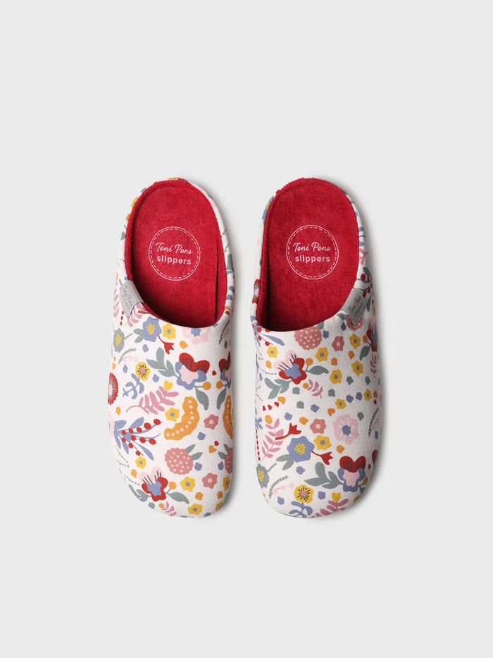 Toni Pons MIMI-TJ - Zapatilla De Casa Tipo Zueco De Mujer En Algodón Estampado | MIMI-TJ
