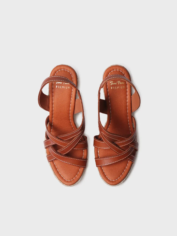 Toni Pons OFELIA - Alpargata Abierta De Mujer En Piel Con Cuña Y Elásticos | OFELIA