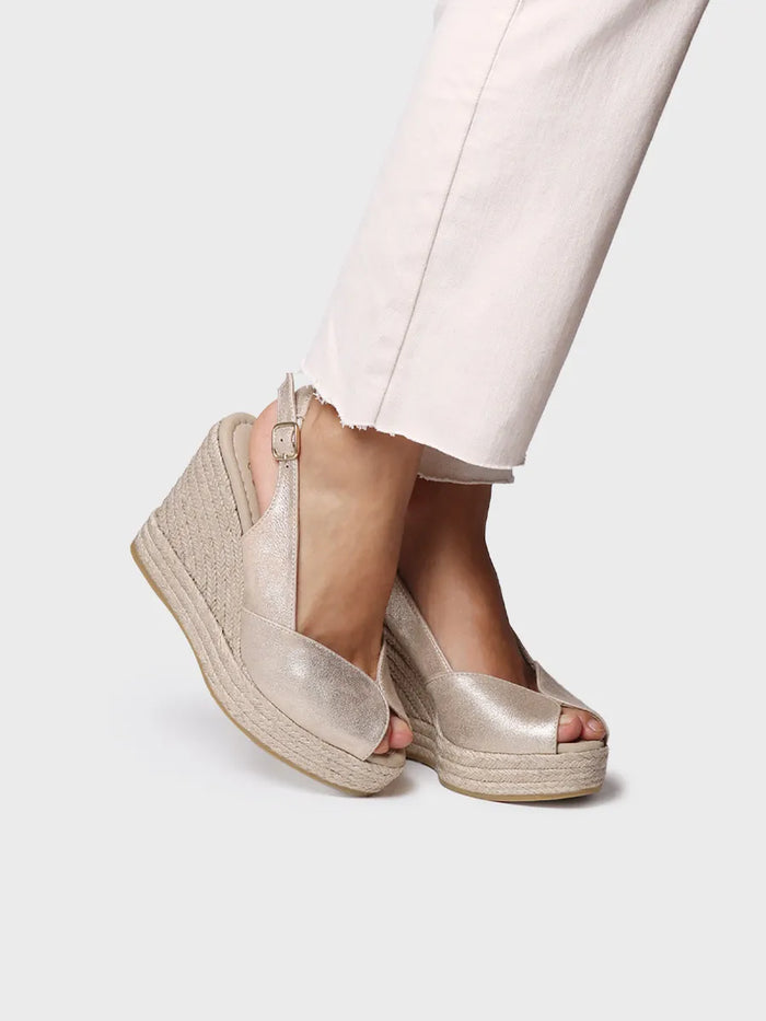 Toni Pons OPRAH - Alpargata Peep Toe Alta De Mujer En Piel Con Cuña | OPRAH