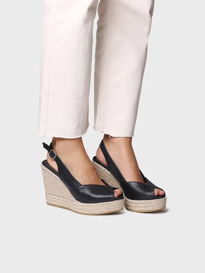 Toni Pons OPRAH - Alpargata Peep Toe Alta De Mujer En Piel Con Cuña | OPRAH