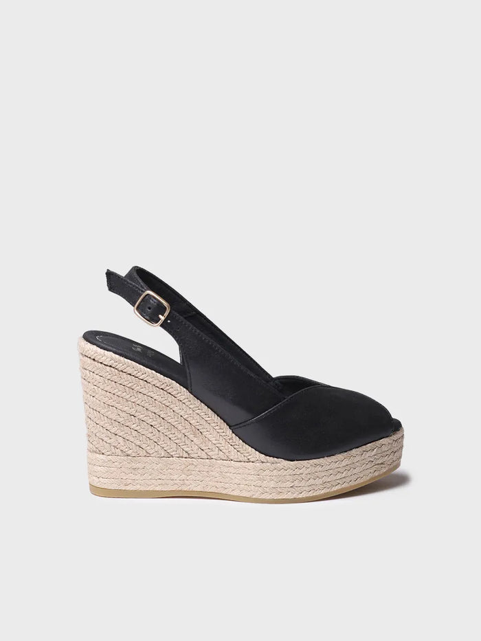 toni pons OPRAH - Alpargata peep toe alta de mujer en piel con cuña | OPRAH