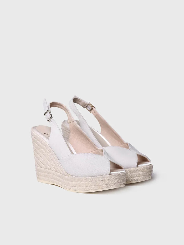 Toni Pons POPPY - Alpargata De Cuña Blanca De Ante Para Novia | POPPY