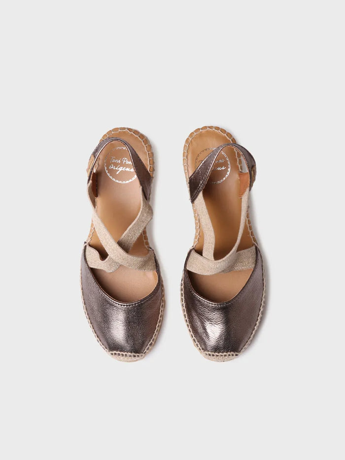 Toni Pons SABA-P - Alpargata De Piel Con Cuña En Color Turrón | SABA-P