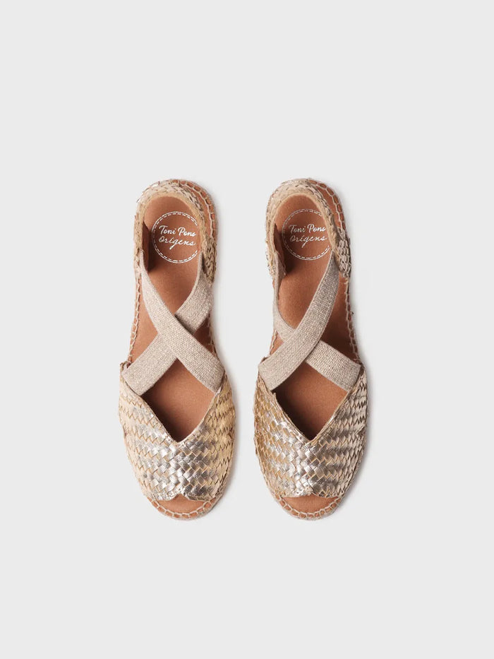 Toni Pons SALINA - Alpargata Abierta De Mujer En Piel Trenzada Con Cuña | SALINA