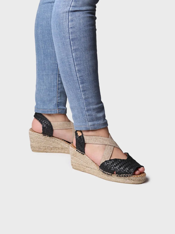 Toni Pons SALINA - Alpargata Abierta De Mujer En Piel Trenzada Con Cuña | SALINA