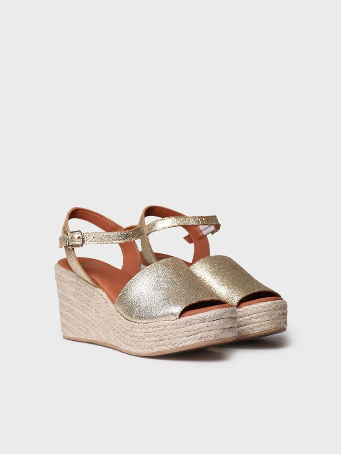 Toni Pons TAMARA - Alpargata De Cuña Alta En Piel Plateada Con Hebilla | TAMARA