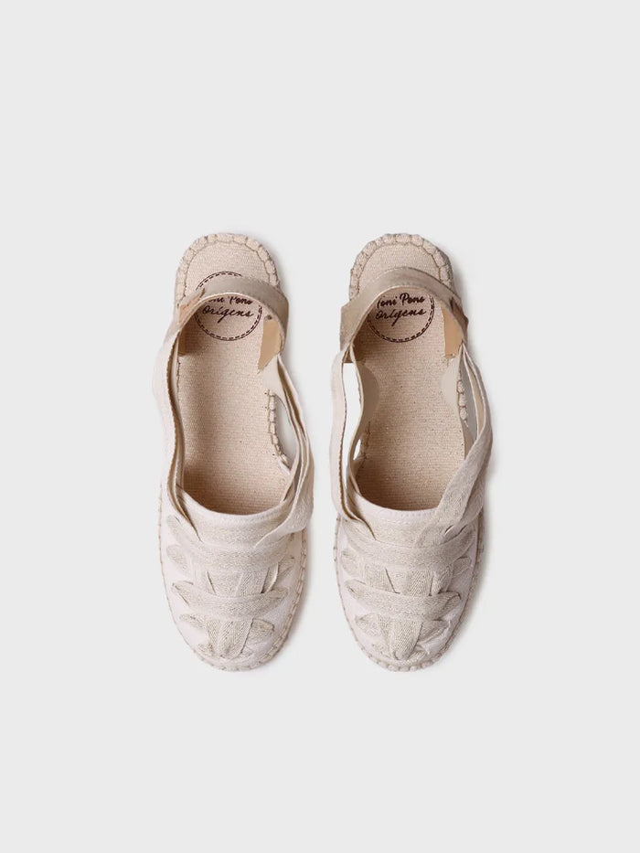 Toni Pons TRACY-CZ - Alpargata De Mujer En Algodón Crudo Con Cuña Y Cintas | TRACY-CZ