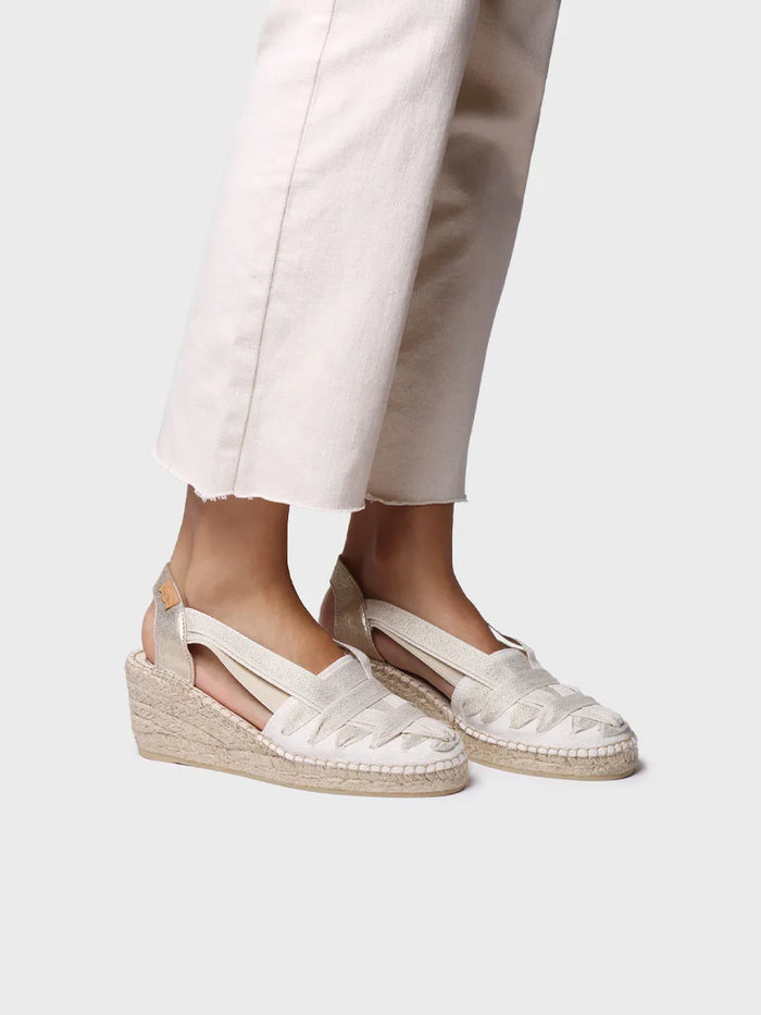 Toni Pons TRACY-CZ - Alpargata De Mujer En Algodón Crudo Con Cuña Y Cintas | TRACY-CZ