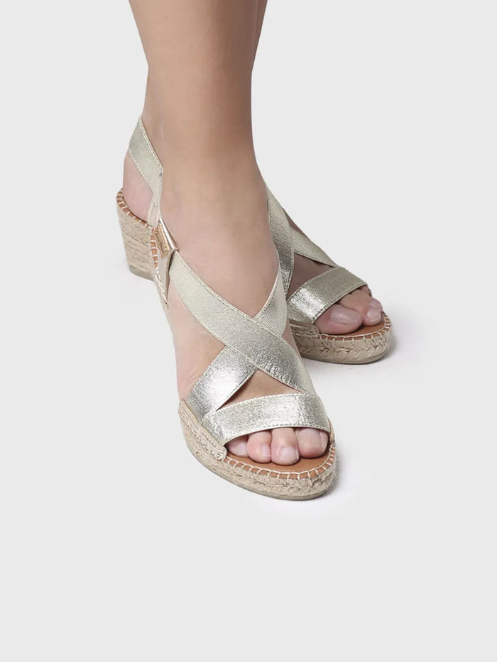 Toni Pons TURA-RC - Sandalia De Cuña Metalizada Con Tiras | TURA-RC