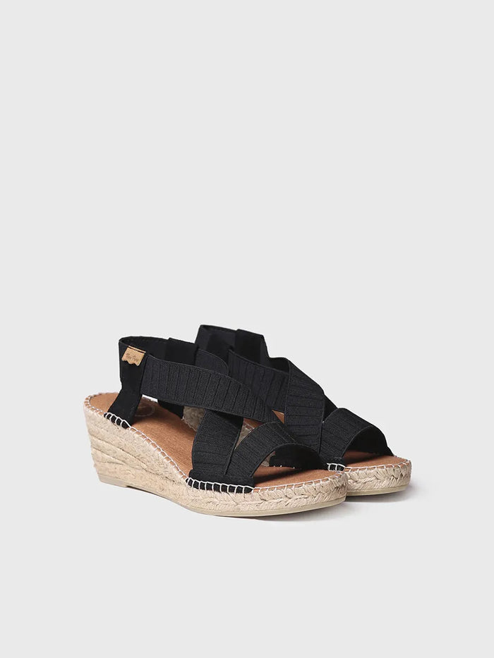 Toni Pons TURA-TR - Sandalia De Cuña Con Tiras Elásticas En Color Crudo | TURA-TR