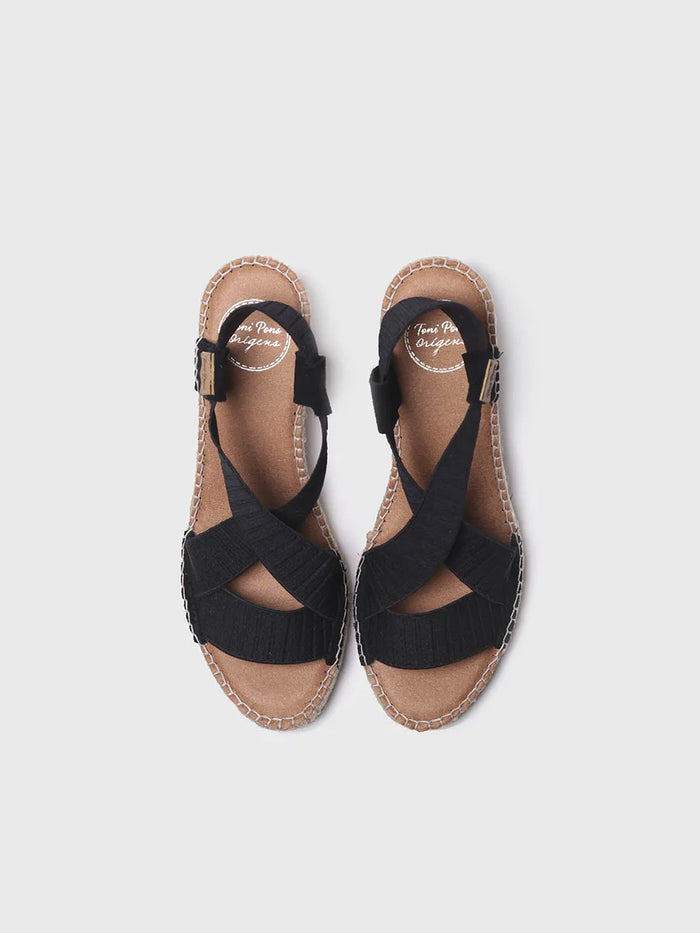 Toni Pons TURA-TR - Sandalia De Cuña Con Tiras Elásticas En Color Crudo | TURA-TR