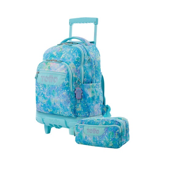 totto Kit escolar mochila de ruedas + estuche Glitter