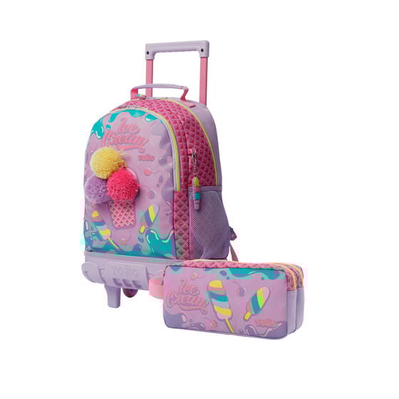 totto Kit escolar mochila de ruedas + estuche Ice Pop