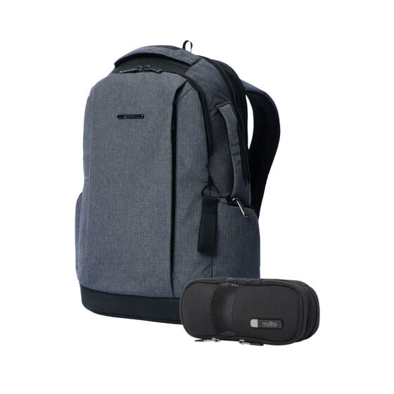 totto Kit mochila ejecutiva hombre + estuche Asphalt/Black
