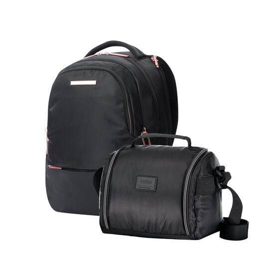totto Kit mochila ejecutiva mujer + portameriendas Black