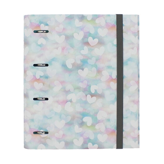 totto Carpeta de 4 anillas corazones pastel