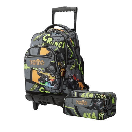 totto Kit escolar mochila de ruedas + estuche Truck