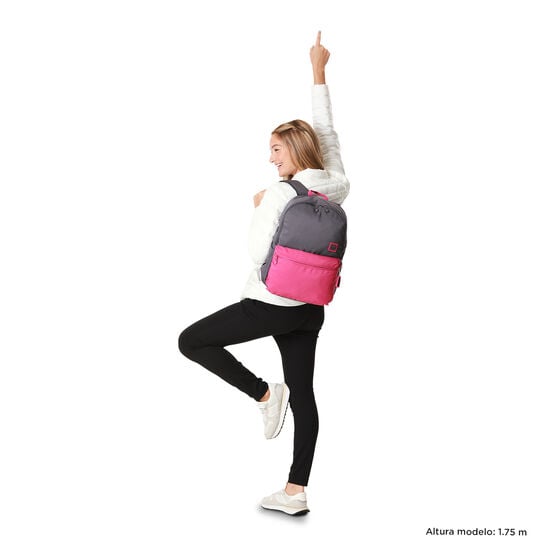 Totto Mochila Dragonar - Gris Y Rosa