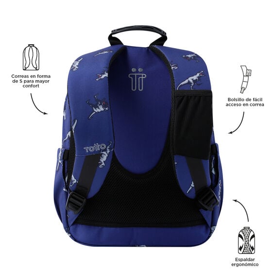 Totto Mochila Gommas - Dinosaurs Blue