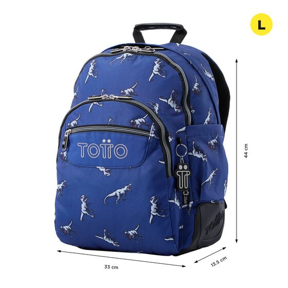 Totto Mochila Rayol - Dinosaurs Blue