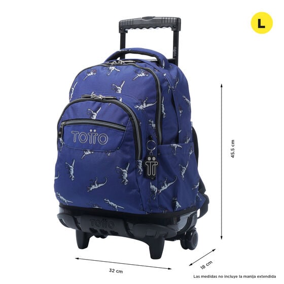 Totto Mochila Renglones - Dinosaurs Blue