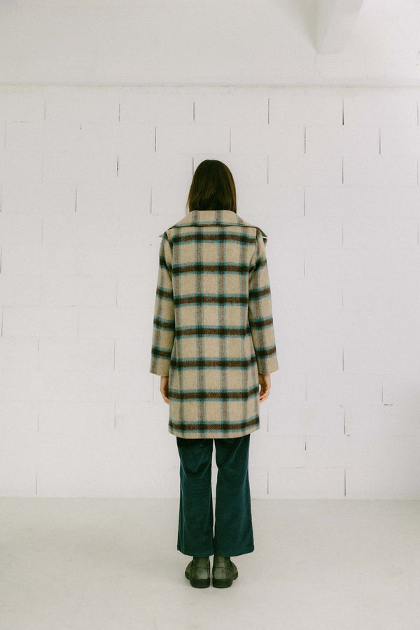 Triana By C ABRIGO LANA DAKOTA CUADROS Agua Y Crudo