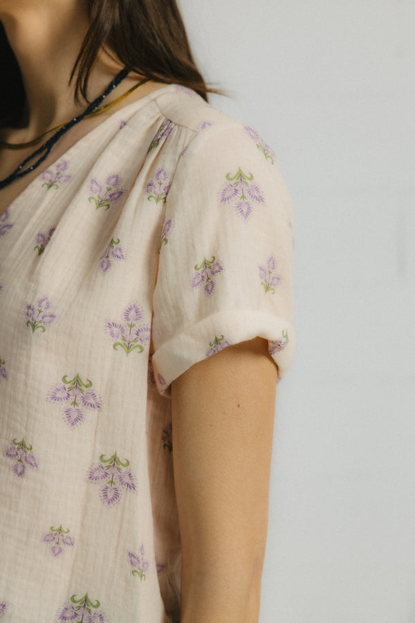 Triana By C Blusa Algodón Orgánico Flor MALVA BURNI