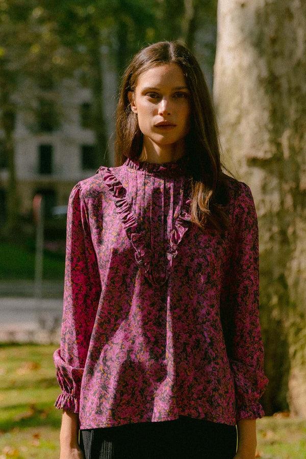 Triana By C Blusa algodón orgánico gris SILKEN grafito pink