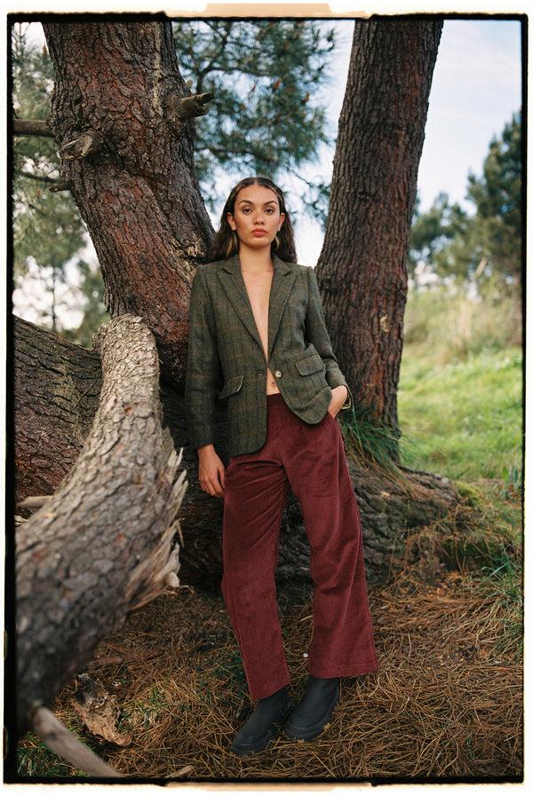 Triana By C Blazer Millet lana cuadros verdes