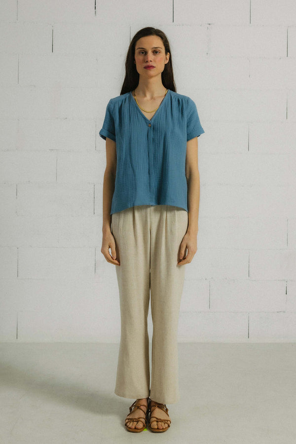 Triana By C Blusa Algodón Orgánico AZUL BURNI