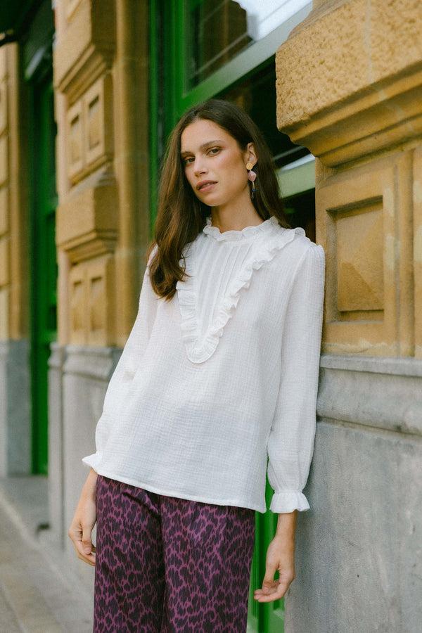 Triana By C Blusa algodón orgánico blanca SILKEN