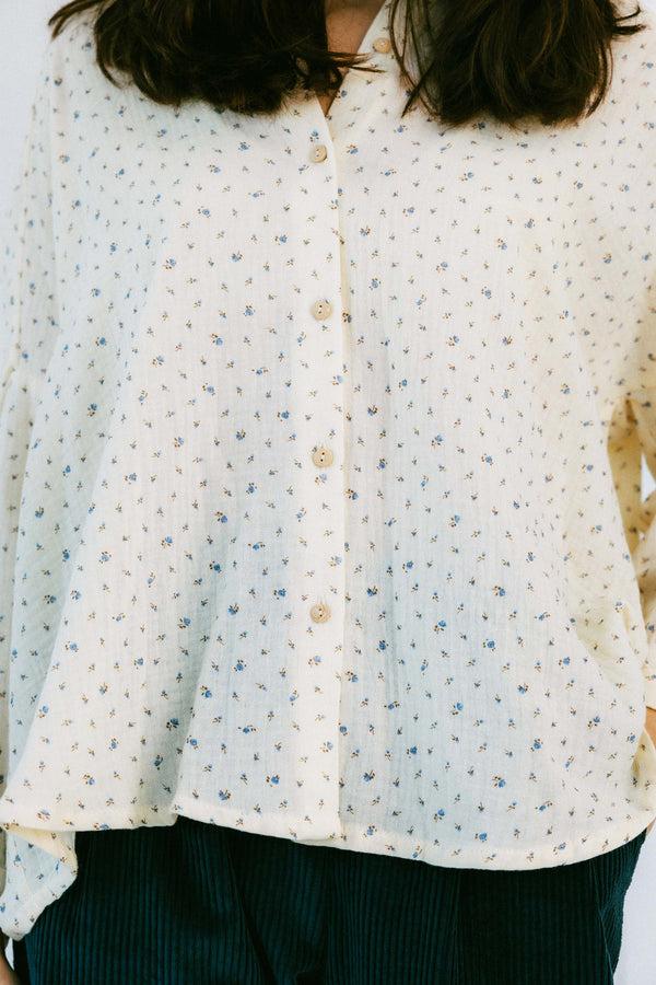 Triana By C Blusa Algodón Orgánico STAR Flor Azul