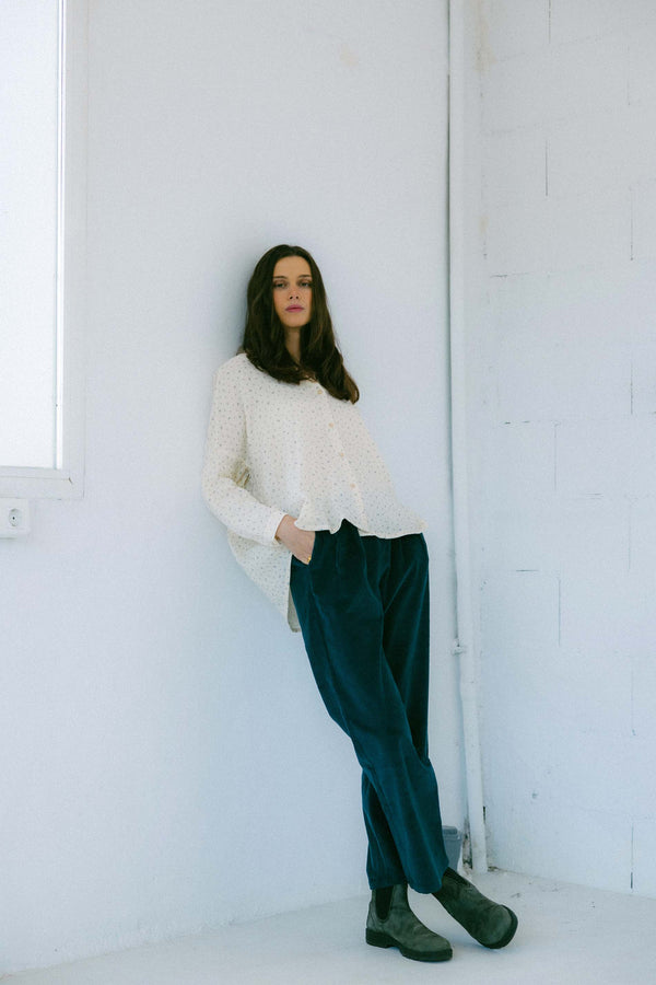 Triana By C Blusa Algodón Orgánico STAR Flor Azul