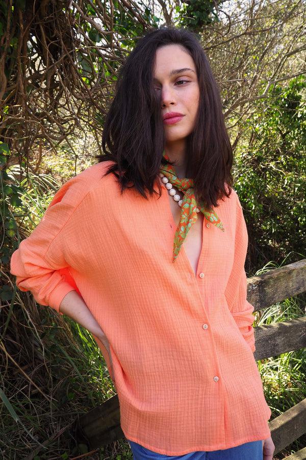 Triana By C Blusa Algodón Orgánico STAR Tangerina