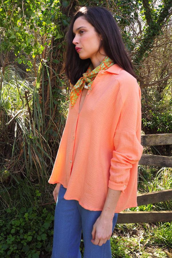 Triana By C Blusa algodón orgánico STAR tangerina