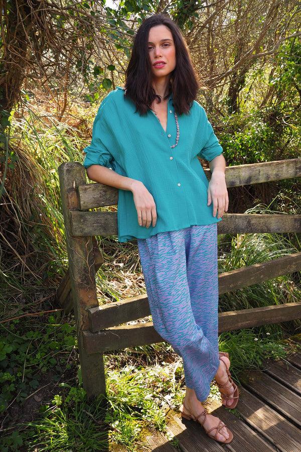 Triana By C Blusa Algodón Orgánico STAR Turquesa