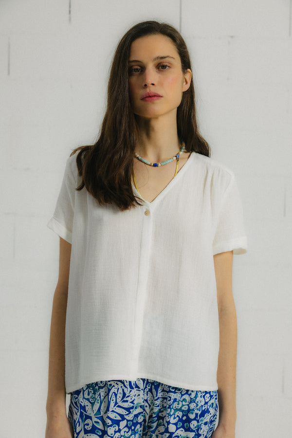 Triana By C Blusa BURNI Algodón Orgánico Blanco