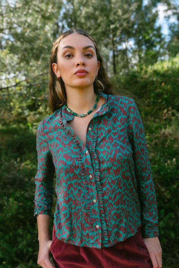 Triana By C Blusa LAGOS animal verde