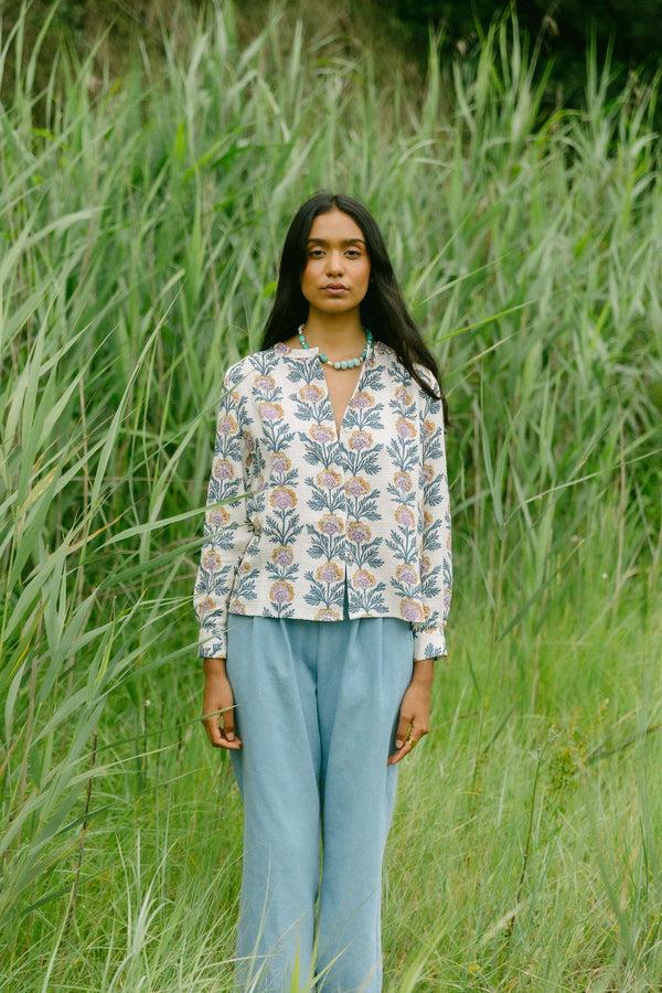 Triana By C Blusa Melbourne Block Print