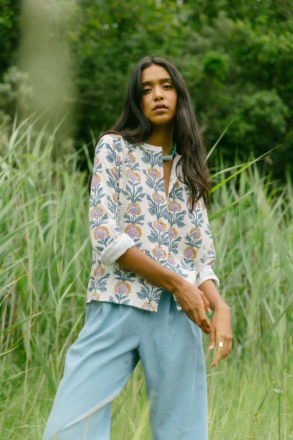 Triana By C Blusa melbourne block print