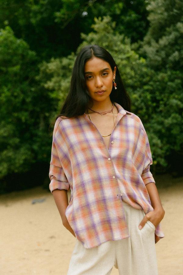 Triana By C Blusa STAR algodón malva mandarina