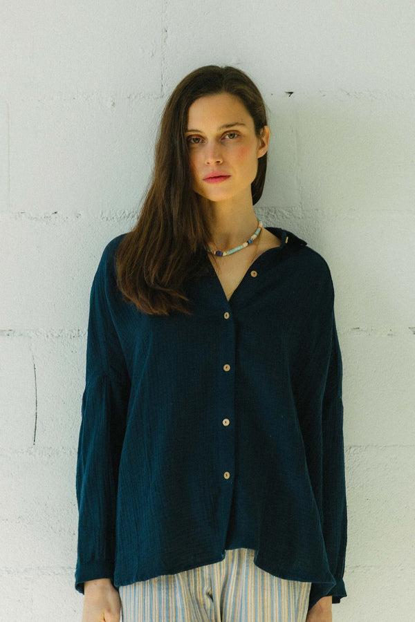 Triana By C Blusa STAR Algodón Orgánico Navy