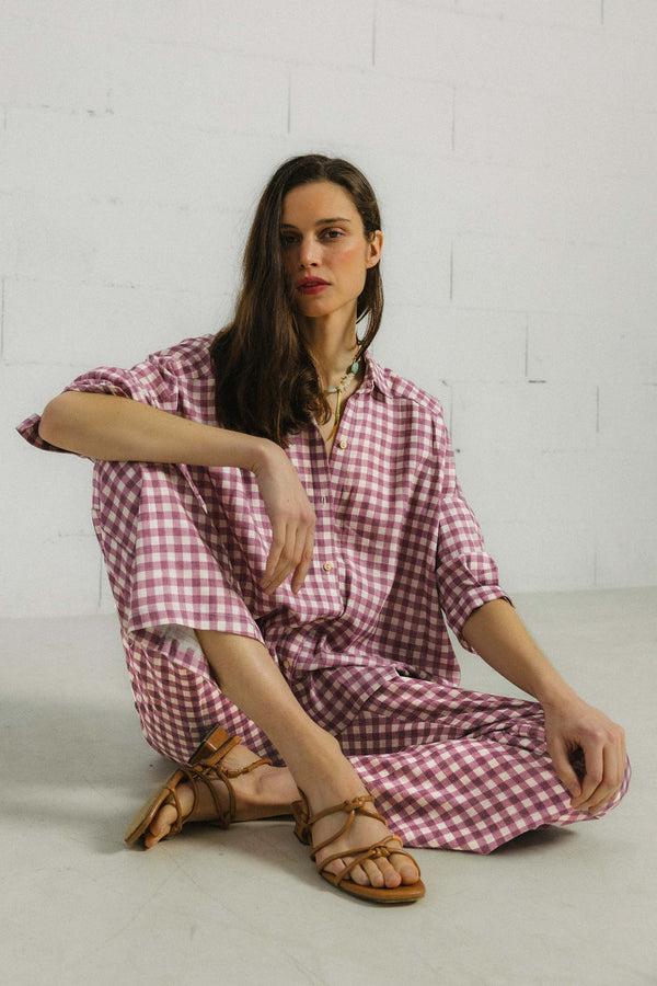 Triana By C Blusa STAR Vichy Rosa Taupe