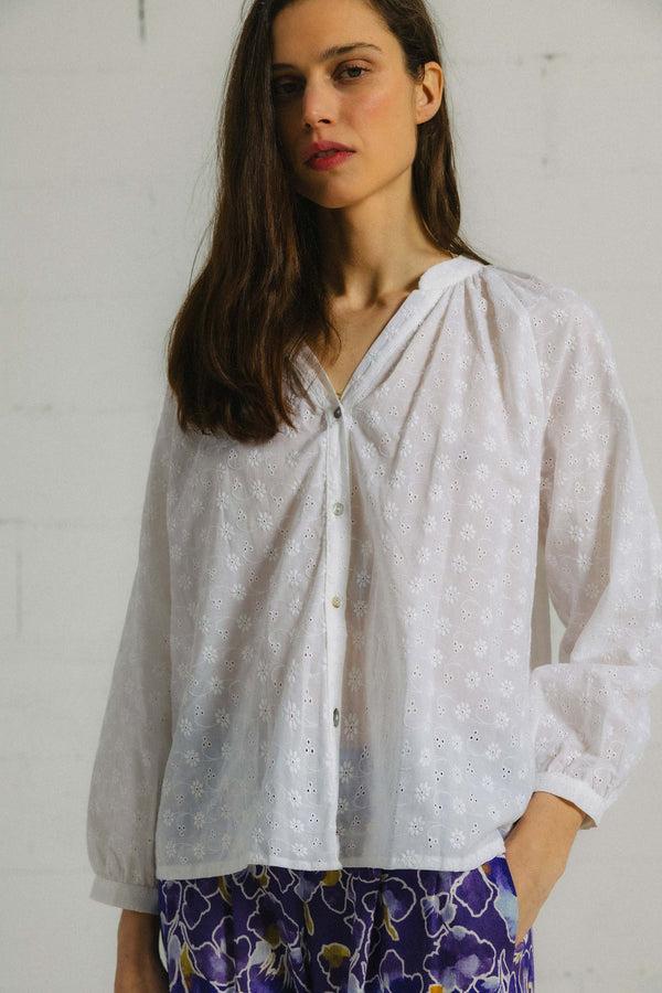 Triana By C Blusa voile bordado BLANCA OCA