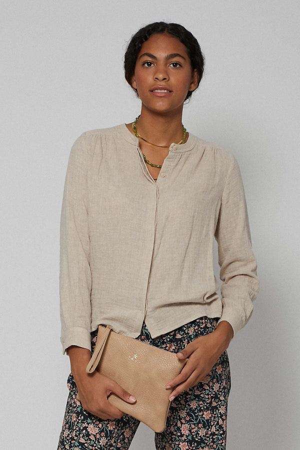 Triana By C Bolso De Mano Piel Beige