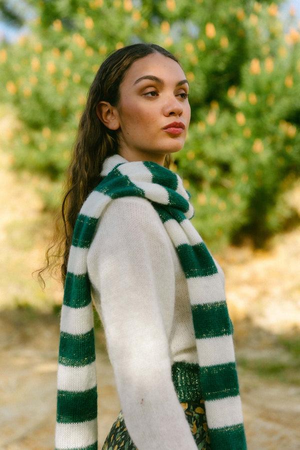 Triana By C BUFANDA RAYAS CRUDA Y VERDE