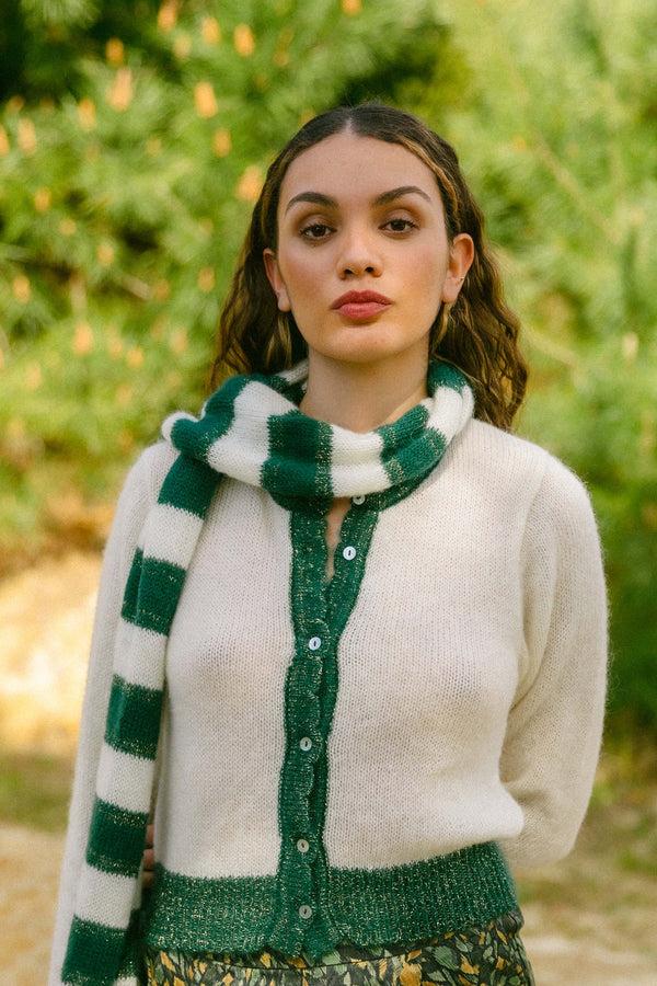 Triana By C BUFANDA RAYAS CRUDA Y VERDE